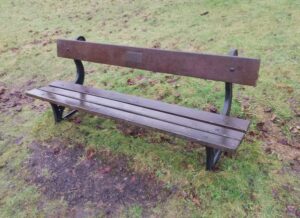 Darwin Gardens bench after being cleaned by Ilkley Town Warden
