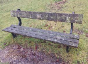 Darwin Gardens bench before being cleaned by Ilkley Town Warden
